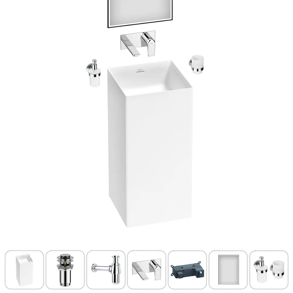 Фото 4 Раковина напольная отдельностоящая Wellsee Pure BY Wellsee 20220185R 40x40x85 см цвет белый Фото 4 Раковина напольная отдельностоящая Wellsee Pure BY Wellsee 20220185R 40x40x85 см цвет белый