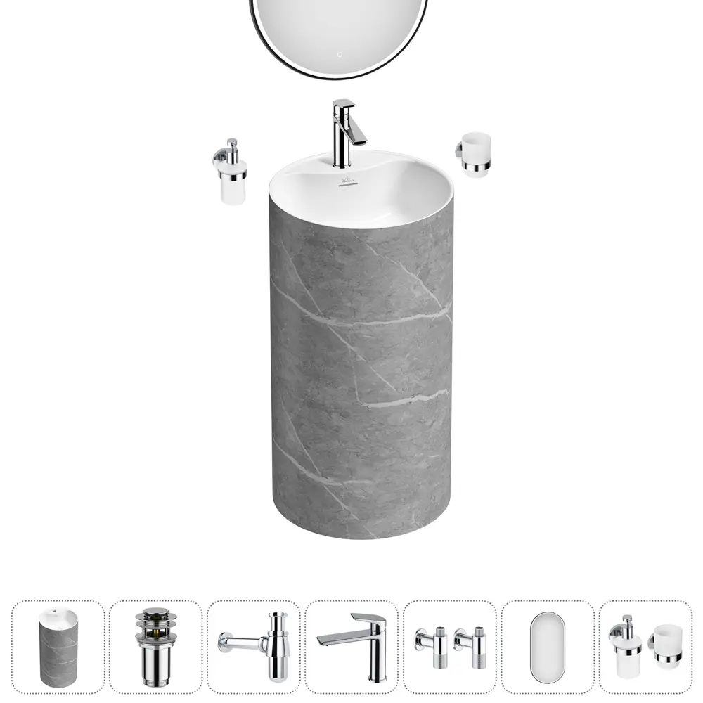 Фото 11 Раковина напольная отдельностоящая Wellsee Chalice Perfection 20220092R 45x45x85 см цвет серый/серебристый Фото 11 Раковина напольная отдельностоящая Wellsee Chalice Perfection 20220092R 45x45x85 см цвет серый/серебристый