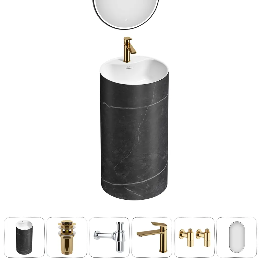 Фото 4 Раковина напольная отдельностоящая Wellsee Chalice Perfection 20220083R 45x45x85 см цвет черный Фото 4 Раковина напольная отдельностоящая Wellsee Chalice Perfection 20220083R 45x45x85 см цвет черный