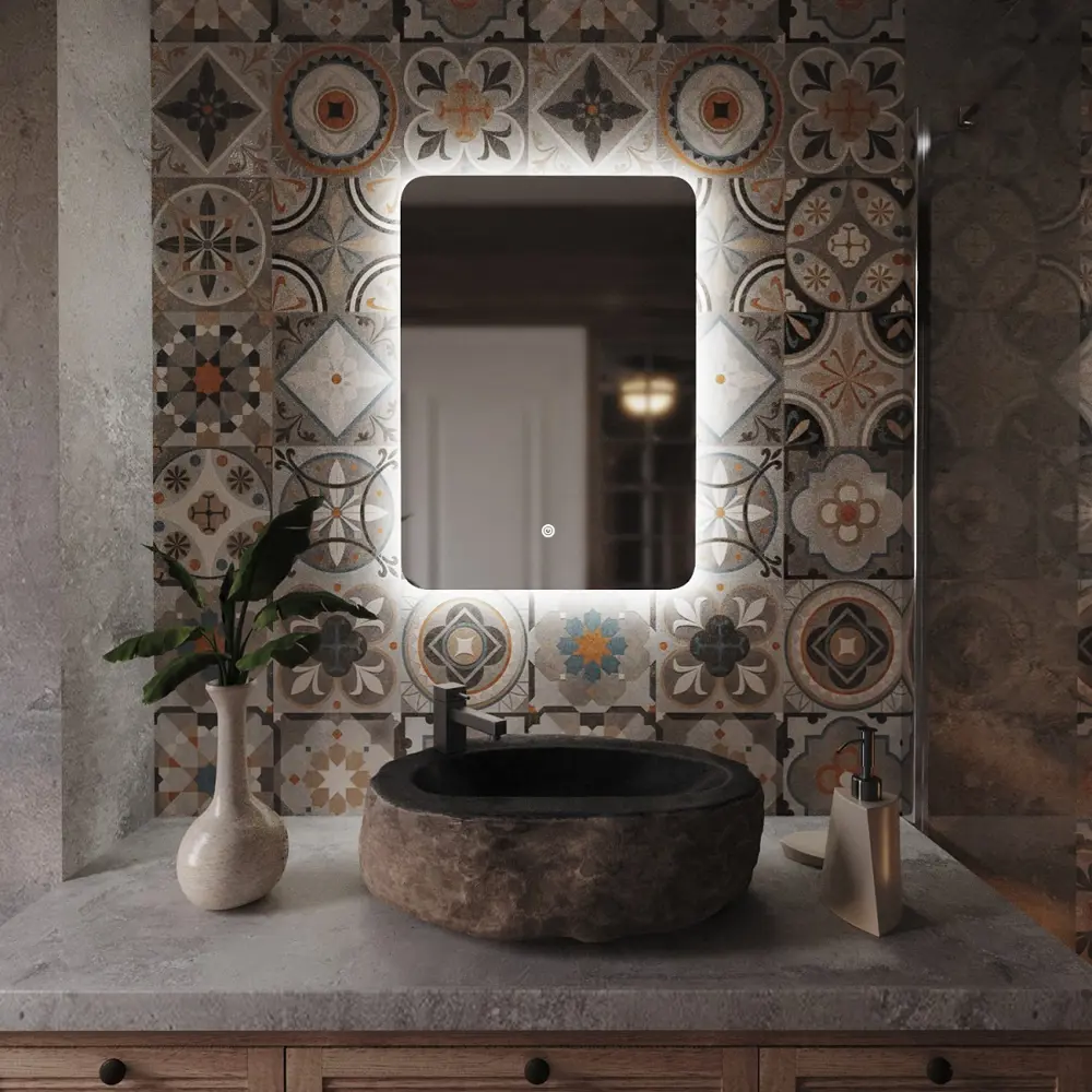 Фото 9 Зеркало MIXLINE Алон радиус - ЭКОНОМ 50x70 ШВ светодиодная подсветка сенсорный выключатель