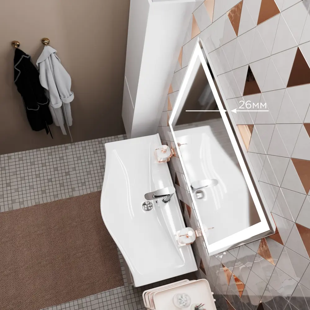 Фото 8 Зеркало MIXLINE Минио-2 80x70 ШВ сенсорный выключатель светодиодная подсветка + подогрев Фото 8 Зеркало MIXLINE Минио-2 80x70 ШВ сенсорный выключатель светодиодная подсветка + подогрев