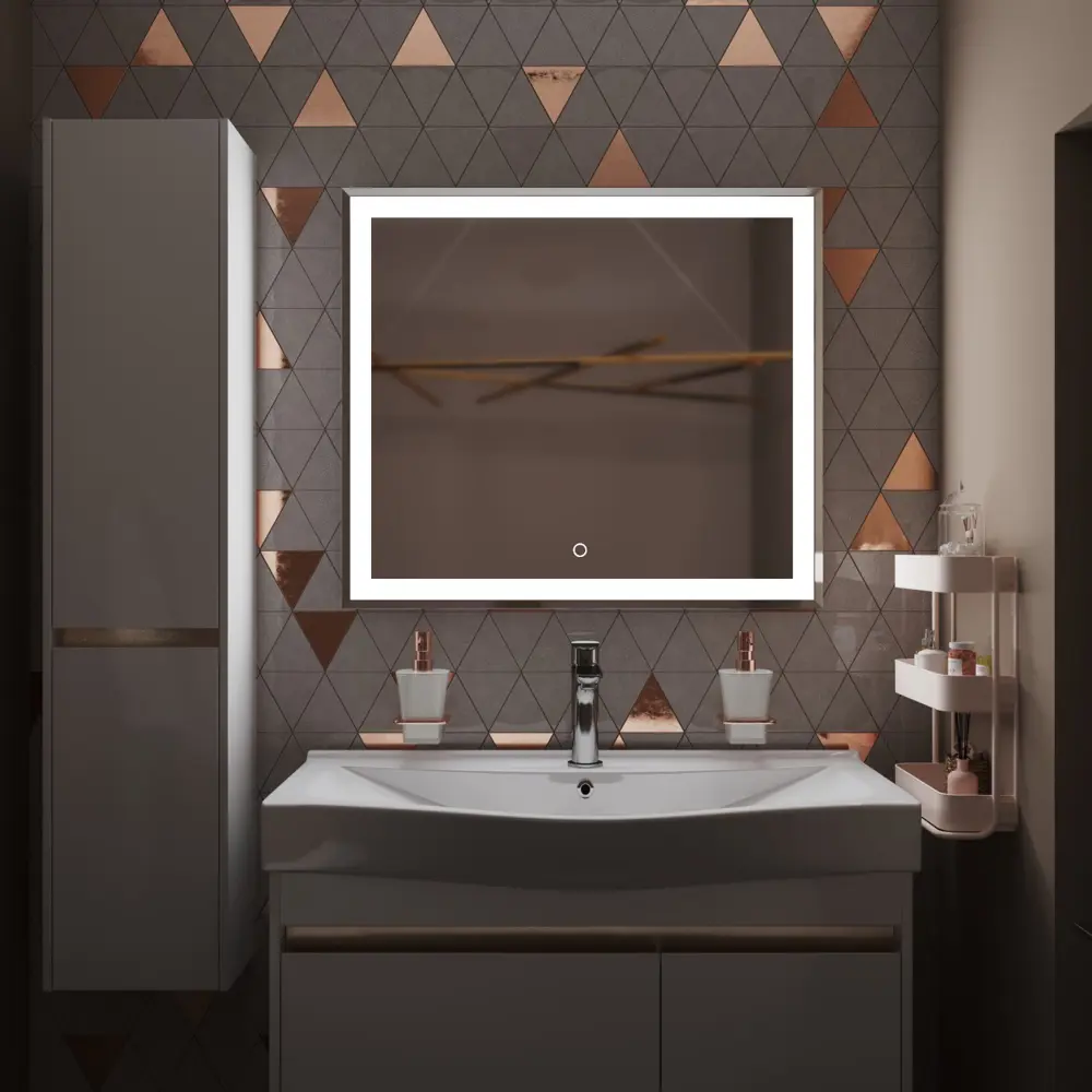 Фото 9 Зеркало MIXLINE Минио 80x70 ШВ сенсорный выключатель светодиодная подсветка Фото 9 Зеркало MIXLINE Минио 80x70 ШВ сенсорный выключатель светодиодная подсветка