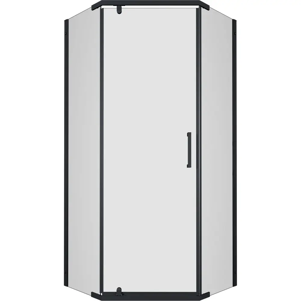 Фото 8 Душевой уголок Triton Дека 561412 пятиугольный 88x88см черный профиль эффект стекла прозрачный