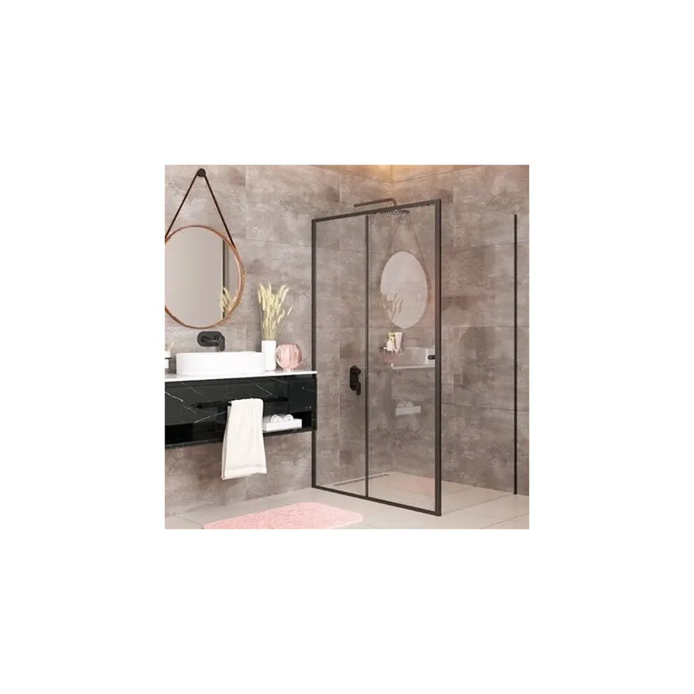 Фото Душевой уголок Wasserkraft Dill 61S 137973 прямоугольный 100x90см черный профиль эффект стекла прозрачный Фото Душевой уголок Wasserkraft Dill 61S 137973 прямоугольный 100x90см черный профиль эффект стекла прозрачный