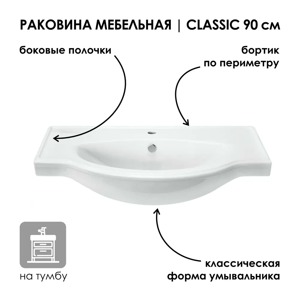 Фото 6 Раковина Sanita Luxe CLS90SLWB01 фарфор 89.5см Фото 6 Раковина Sanita Luxe CLS90SLWB01 фарфор 89.5см