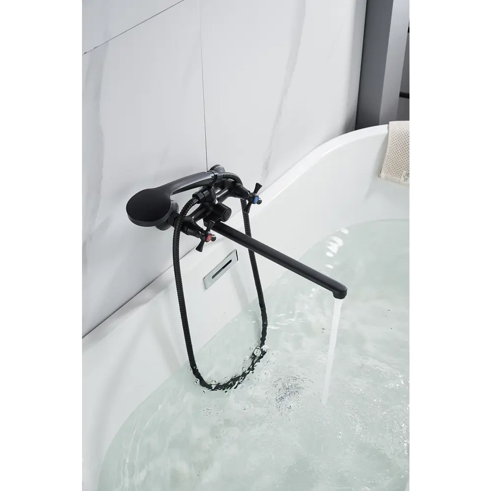 Фото 2 Смеситель для ванны Aloute A6183H цвет черный матовый