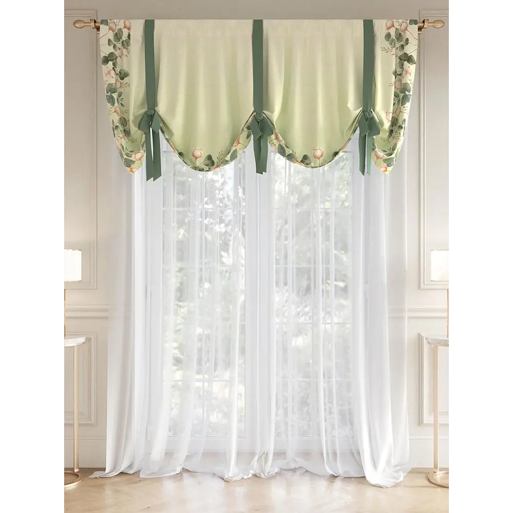 Фото 3 Комплект штор At home Базовая коллекция AT515078 на шторной ленте 250x500 см цвет зеленый