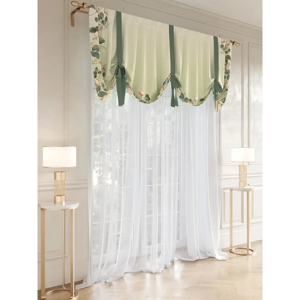 Фото 6 Комплект штор At home Базовая коллекция AT515078 на шторной ленте 250x500 см цвет зеленый