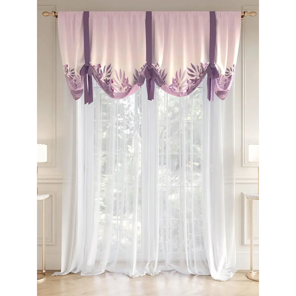 Фото 3 Комплект штор At home Базовая коллекция AT515019 на шторной ленте 250x500 см цвет розовый