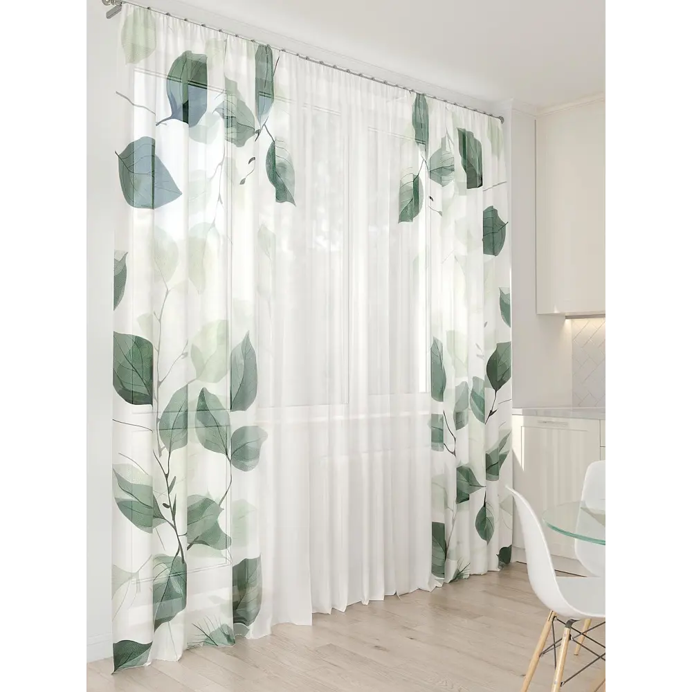 Фото 7 Тюль At home Базовая коллекция AT994028 на шторной ленте 260x450 см цвет белый