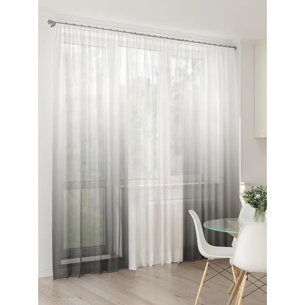 Фото 7 Тюль At home Базовая коллекция AT994186 на шторной ленте 260x450 см цвет белый