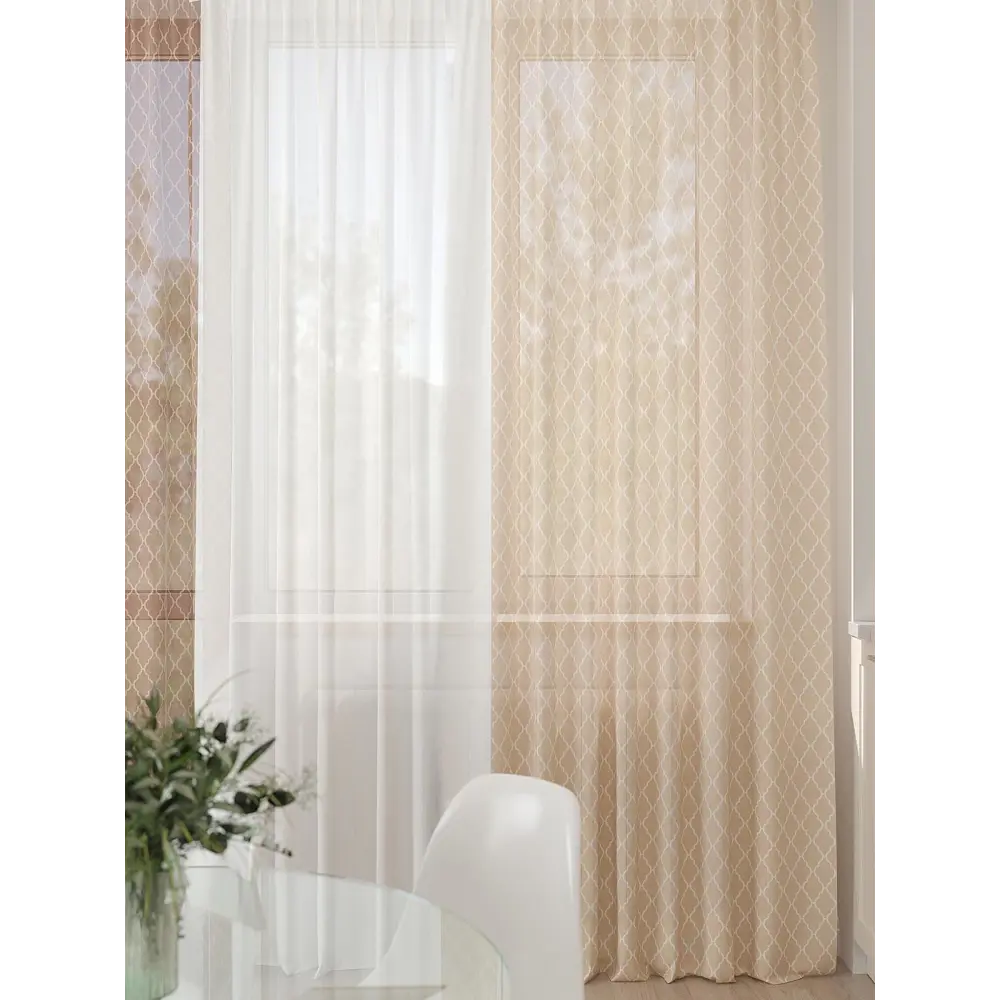 Фото 8 Тюль At home Базовая коллекция AT994181 на шторной ленте 260x450 см цвет бежевый Фото 8 Тюль At home Базовая коллекция AT994181 на шторной ленте 260x450 см цвет бежевый