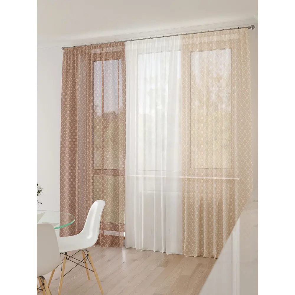 Фото 2 Тюль At home Базовая коллекция AT994181 на шторной ленте 260x450 см цвет бежевый Фото 2 Тюль At home Базовая коллекция AT994181 на шторной ленте 260x450 см цвет бежевый