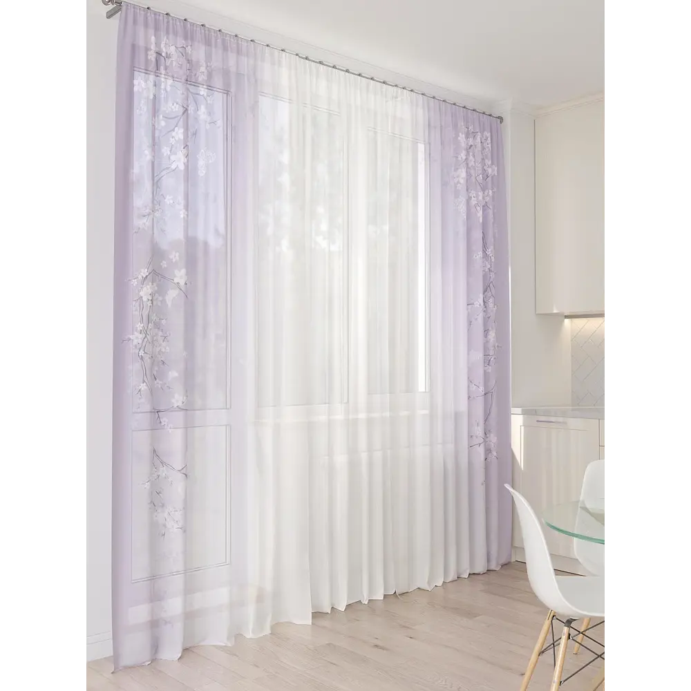 Фото 6 Тюль At home Базовая коллекция AT994175 на шторной ленте 260x450 см цвет белый