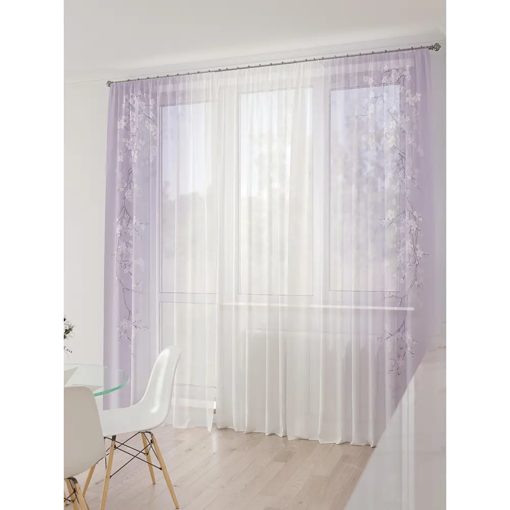 Фото 8 Тюль At home Базовая коллекция AT994175 на шторной ленте 260x450 см цвет белый