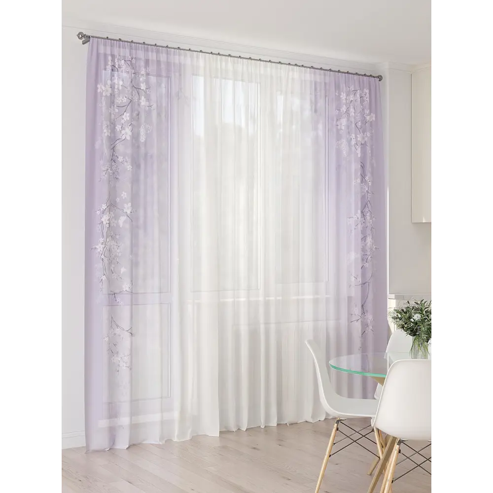 Фото 4 Тюль At home Базовая коллекция AT994175 на шторной ленте 260x450 см цвет белый