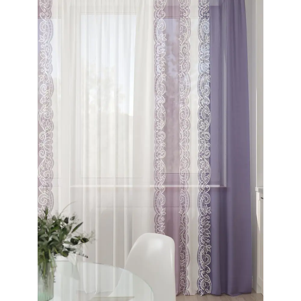 Фото 8 Тюль At home Базовая коллекция AT994165 на шторной ленте 260x450 см цвет белый