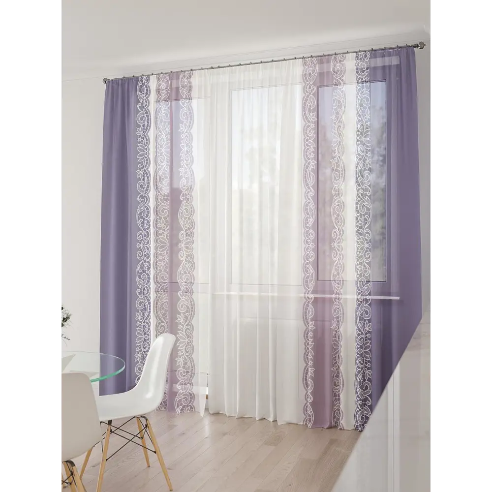 Фото Тюль At home Базовая коллекция AT994165 на шторной ленте 260x450 см цвет белый