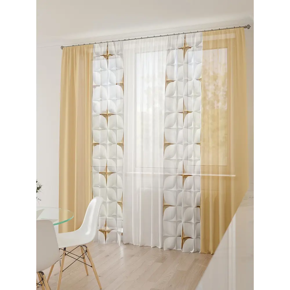 Фото 2 Тюль At home Базовая коллекция AT994162 на шторной ленте 260x450 см цвет бежевый Фото 2 Тюль At home Базовая коллекция AT994162 на шторной ленте 260x450 см цвет бежевый