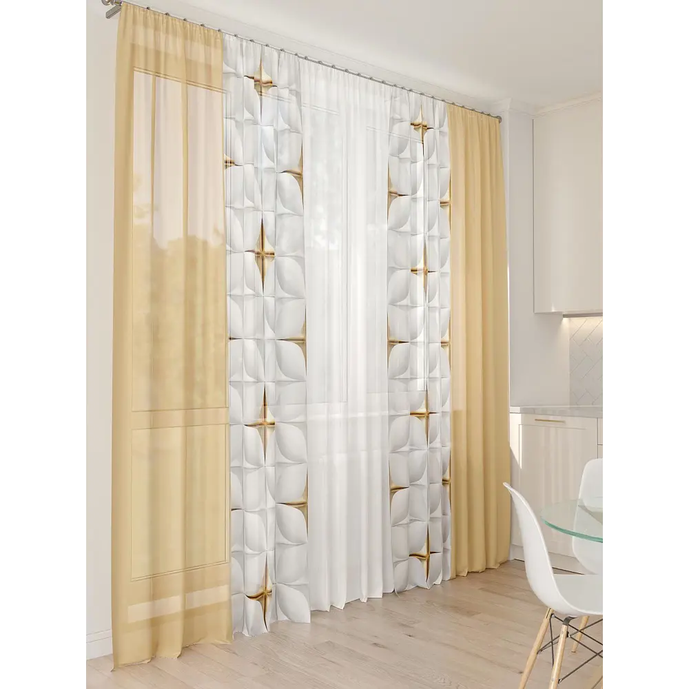 Фото 5 Тюль At home Базовая коллекция AT994162 на шторной ленте 260x450 см цвет бежевый Фото 5 Тюль At home Базовая коллекция AT994162 на шторной ленте 260x450 см цвет бежевый