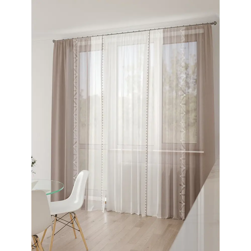 Фото 7 Тюль At home Базовая коллекция AT994145 на шторной ленте 260x450 см цвет белый Фото 7 Тюль At home Базовая коллекция AT994145 на шторной ленте 260x450 см цвет белый