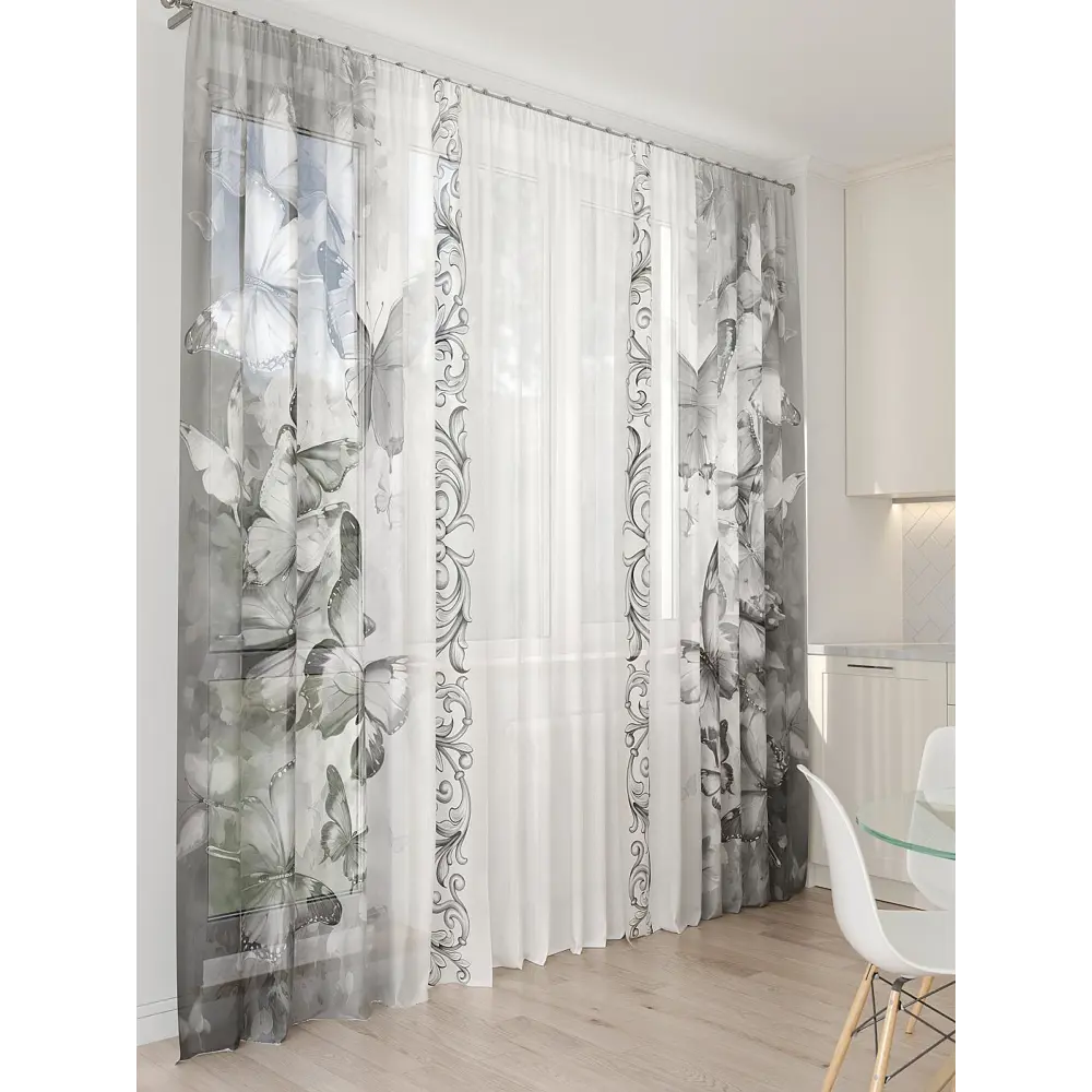 Фото 4 Тюль At home Базовая коллекция AT994142 на шторной ленте 260x450 см цвет серый Фото 4 Тюль At home Базовая коллекция AT994142 на шторной ленте 260x450 см цвет серый