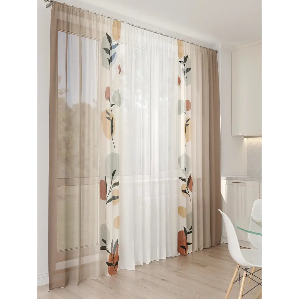 Фото 2 Тюль At home Базовая коллекция AT994138 на шторной ленте 260x450 см цвет белый