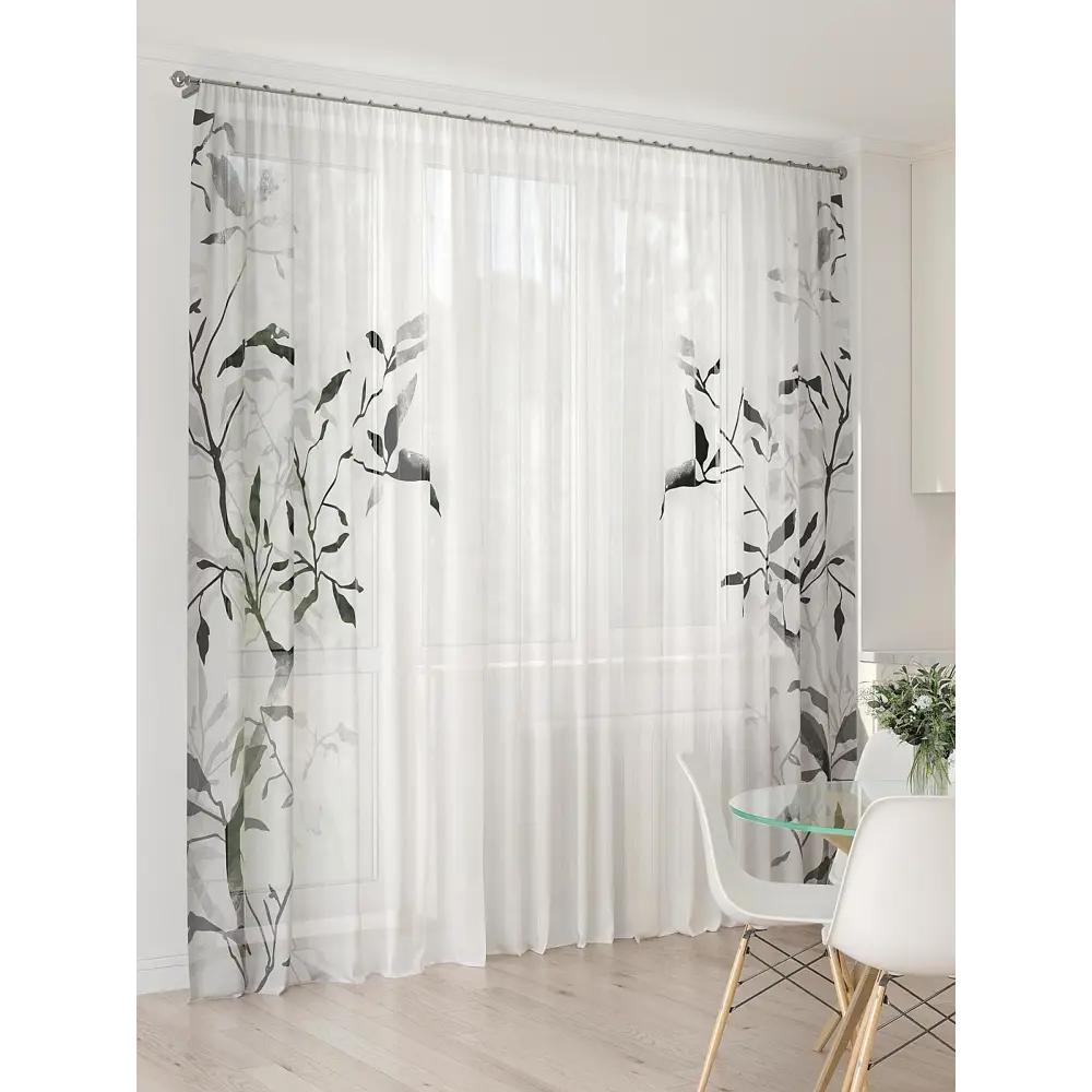 Фото 7 Тюль At home Базовая коллекция AT994112 на шторной ленте 260x450 см цвет белый