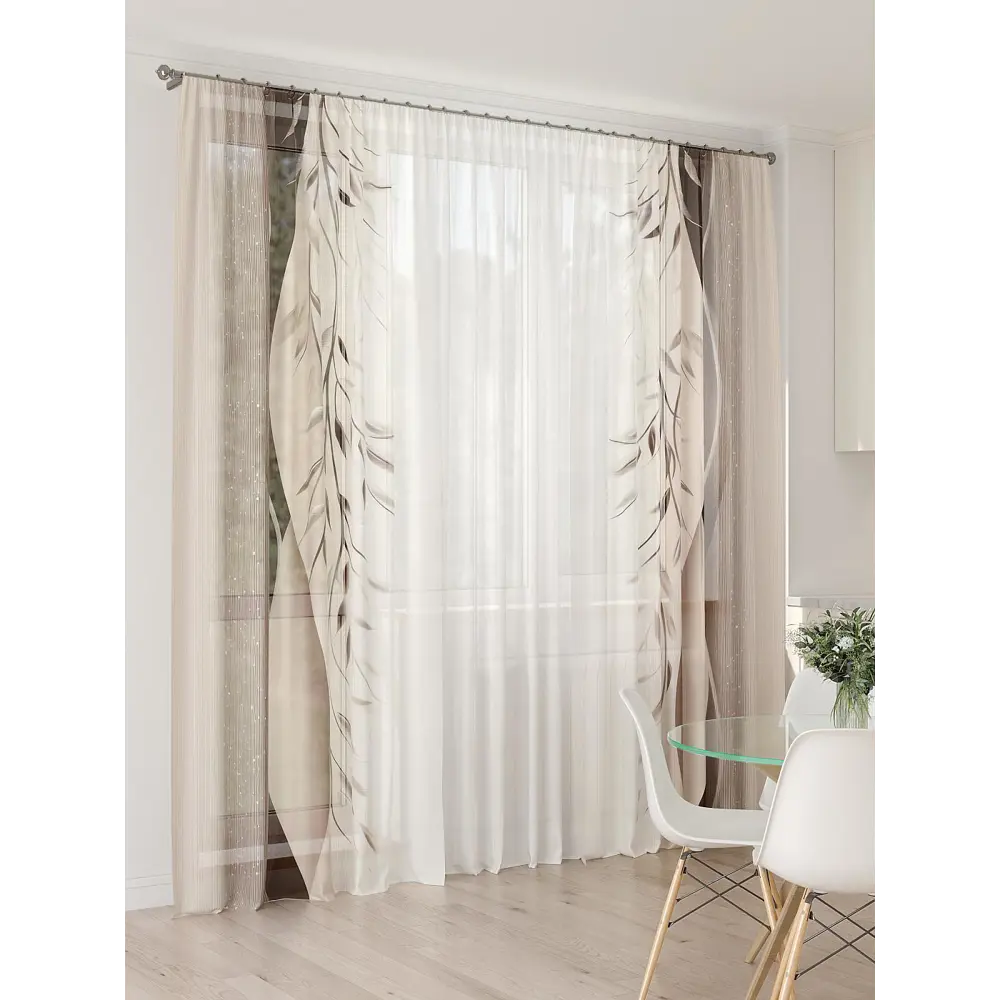 Фото 6 Тюль At home Базовая коллекция AT994103 на шторной ленте 260x450 см цвет бежевый Фото 6 Тюль At home Базовая коллекция AT994103 на шторной ленте 260x450 см цвет бежевый