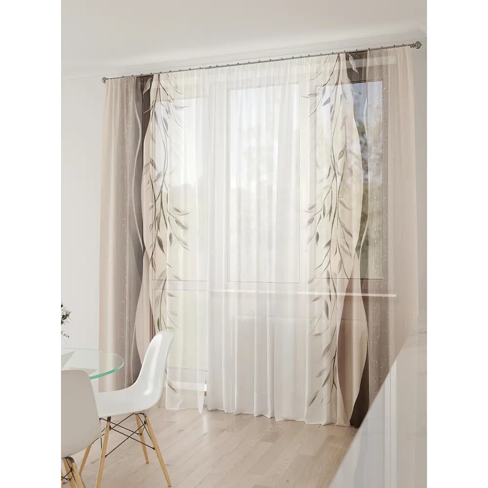 Фото 3 Тюль At home Базовая коллекция AT994103 на шторной ленте 260x450 см цвет бежевый Фото 3 Тюль At home Базовая коллекция AT994103 на шторной ленте 260x450 см цвет бежевый