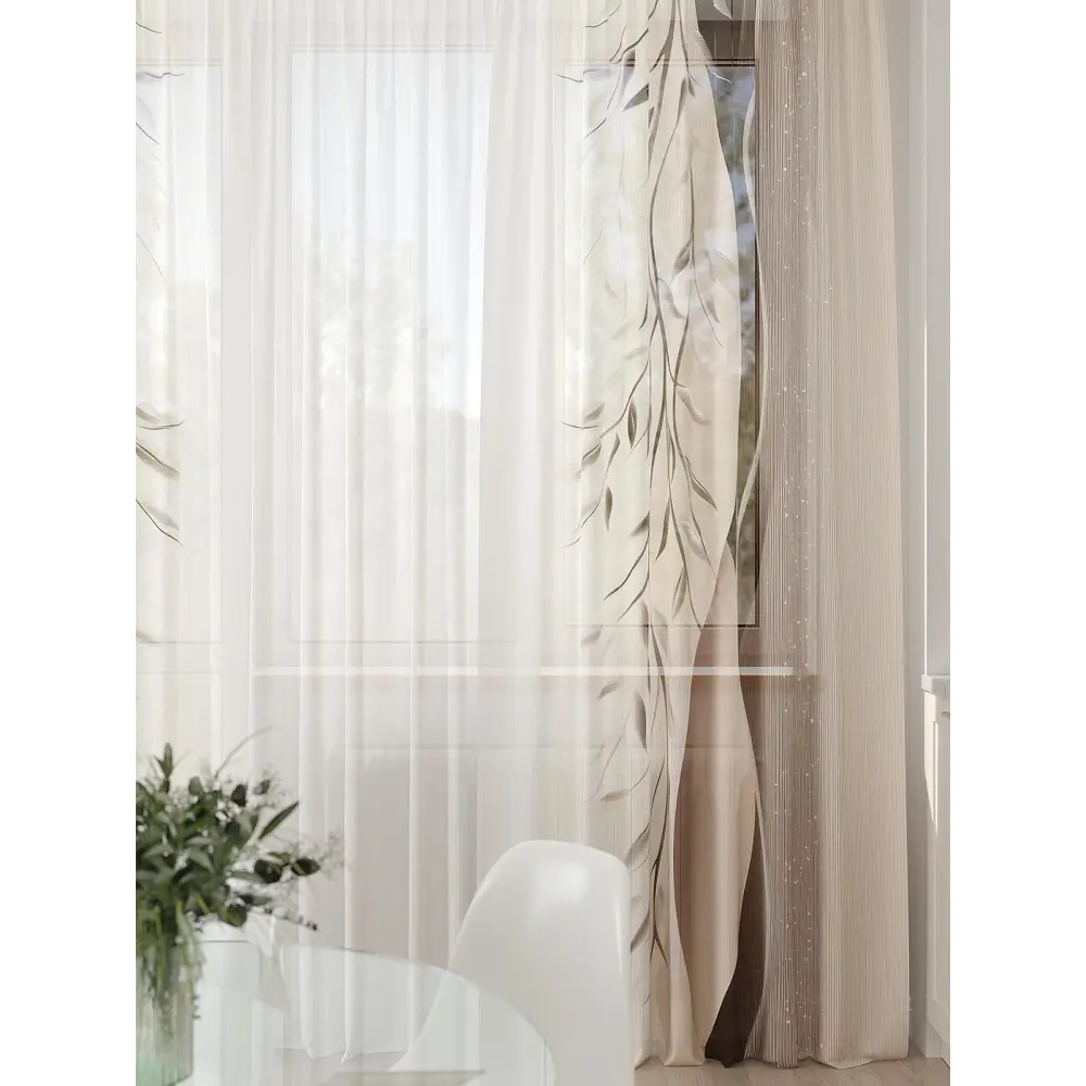 Фото 7 Тюль At home Базовая коллекция AT994103 на шторной ленте 260x450 см цвет бежевый Фото 7 Тюль At home Базовая коллекция AT994103 на шторной ленте 260x450 см цвет бежевый