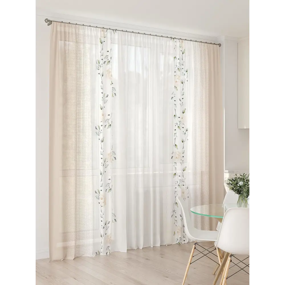Фото 8 Тюль At home Базовая коллекция AT994099 на шторной ленте 260x450 см цвет бежевый Фото 8 Тюль At home Базовая коллекция AT994099 на шторной ленте 260x450 см цвет бежевый