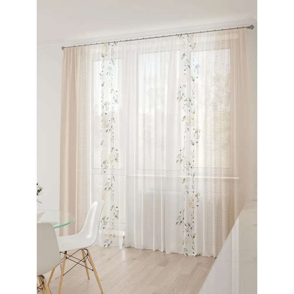 Фото 4 Тюль At home Базовая коллекция AT994099 на шторной ленте 260x450 см цвет бежевый Фото 4 Тюль At home Базовая коллекция AT994099 на шторной ленте 260x450 см цвет бежевый