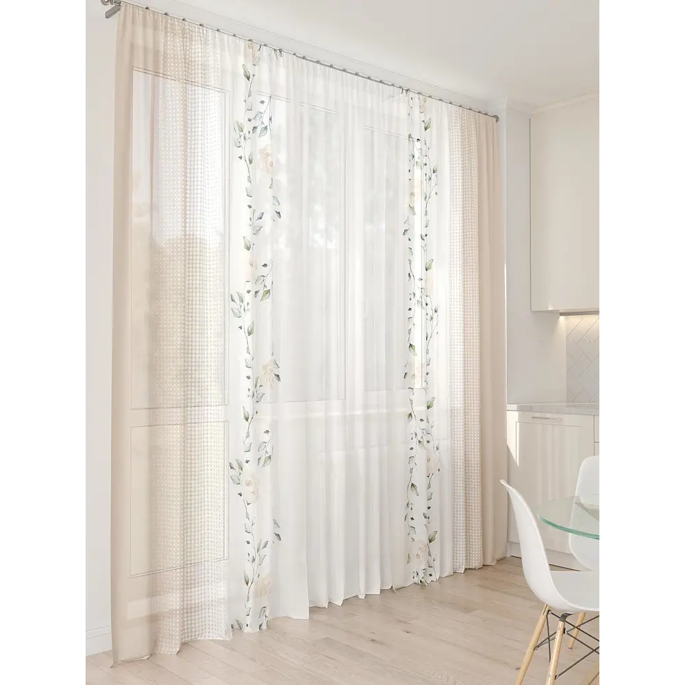 Фото 3 Тюль At home Базовая коллекция AT994099 на шторной ленте 260x450 см цвет бежевый Фото 3 Тюль At home Базовая коллекция AT994099 на шторной ленте 260x450 см цвет бежевый