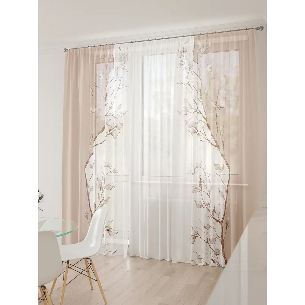 Фото 3 Тюль At home Базовая коллекция AT994091 на шторной ленте 260x450 см цвет бежевый Фото 3 Тюль At home Базовая коллекция AT994091 на шторной ленте 260x450 см цвет бежевый