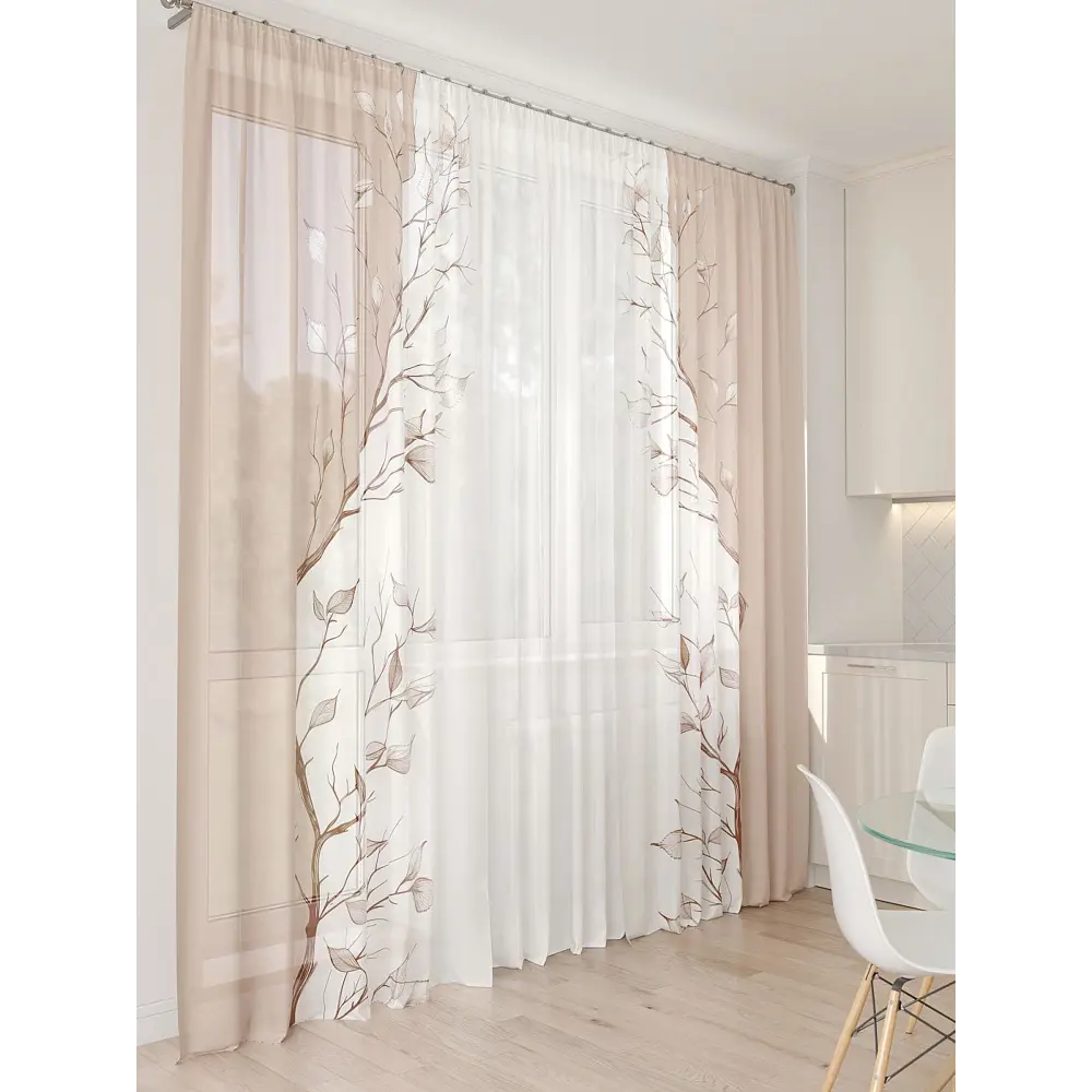 Фото 5 Тюль At home Базовая коллекция AT994091 на шторной ленте 260x450 см цвет бежевый Фото 5 Тюль At home Базовая коллекция AT994091 на шторной ленте 260x450 см цвет бежевый