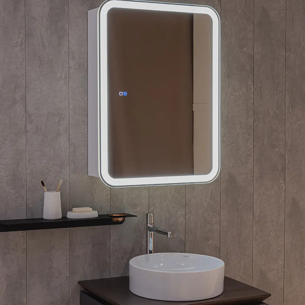 Фото 4 Шкаф для ванной комнаты Silver Mirrors Фиджи - 2 Flip 60 с подсветкой подогрев, сенсорный