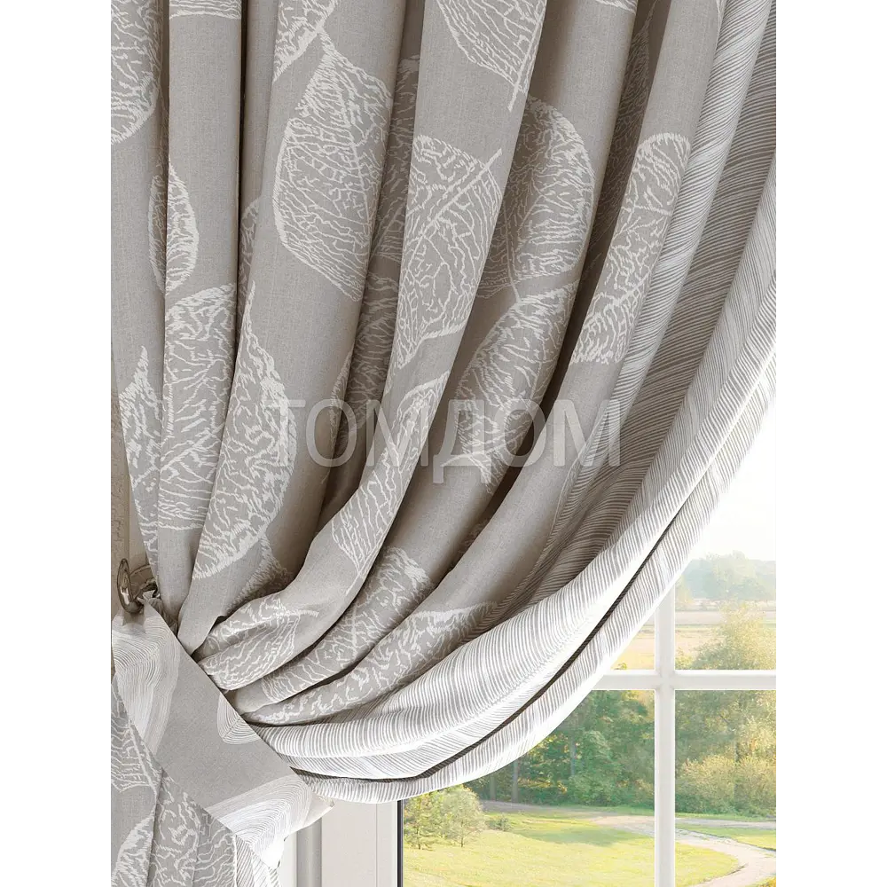 Фото 4 Комплект штор на шторной ленте блэкаут AT Home Кофрикс 220x280 см цвет бежевый Фото 4 Комплект штор на шторной ленте блэкаут AT Home Кофрикс 220x280 см цвет бежевый