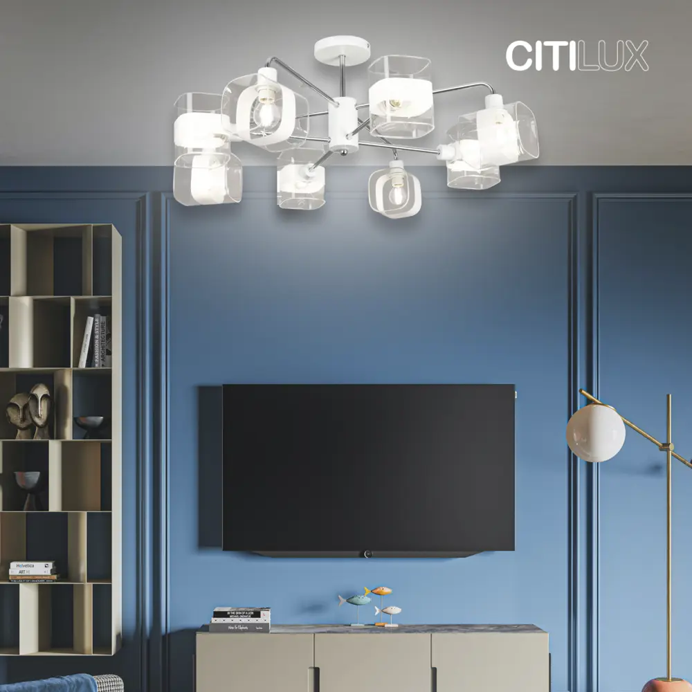 Фото 5 Люстра потолочная Citilux Cl140180 8 ламп 25 м² цвет белый Фото 5 Люстра потолочная Citilux Cl140180 8 ламп 25 м² цвет белый