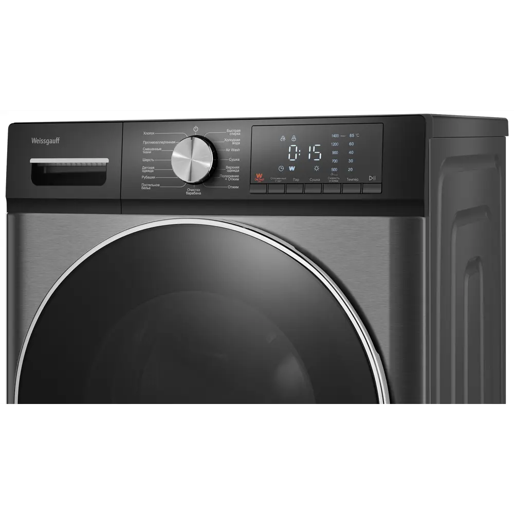 Фото 4 Стиральная машина с сушкой Weissgauff 4148 d grey 60x84.7x52 см 8 кг цвет серебристый металлик Фото 4 Стиральная машина с сушкой Weissgauff 4148 d grey 60x84.7x52 см 8 кг цвет серебристый металлик