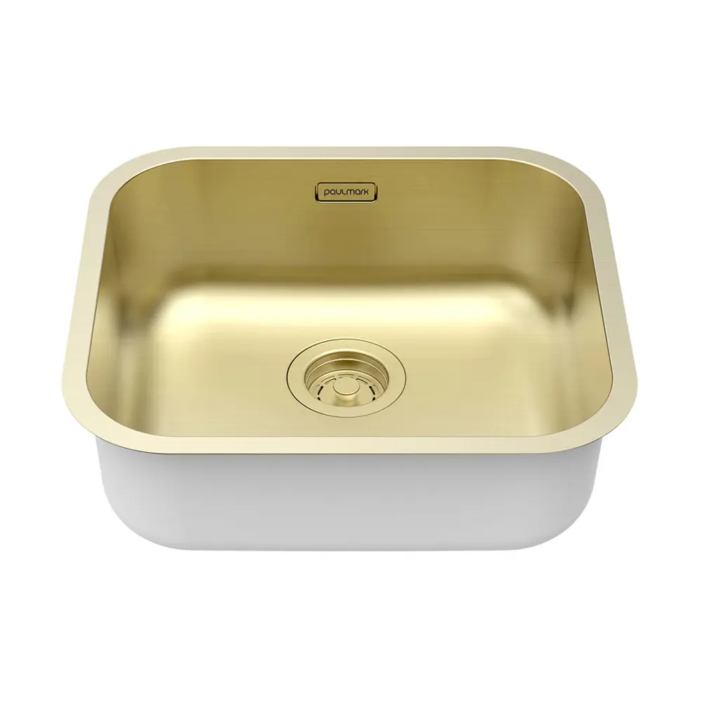 Фото 3 Мойка для кухни Paulmark VELLO 48 44x48 см глубина чаши 18 см нержавеющая сталь цвет золотой