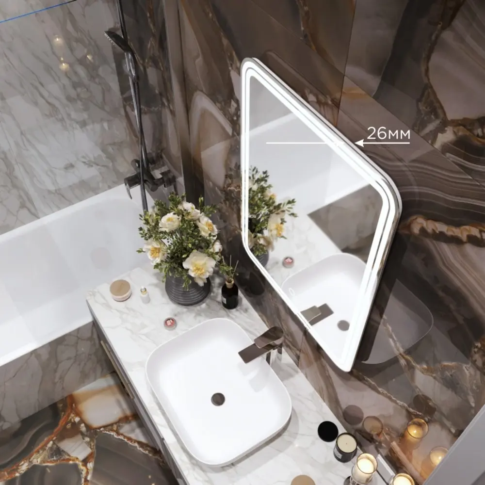 Фото 2 Зеркало с подсветкой Mixline Адриана 60x80 сенсорный, светодиодная подсветка Фото 2 Зеркало с подсветкой Mixline Адриана 60x80 сенсорный, светодиодная подсветка