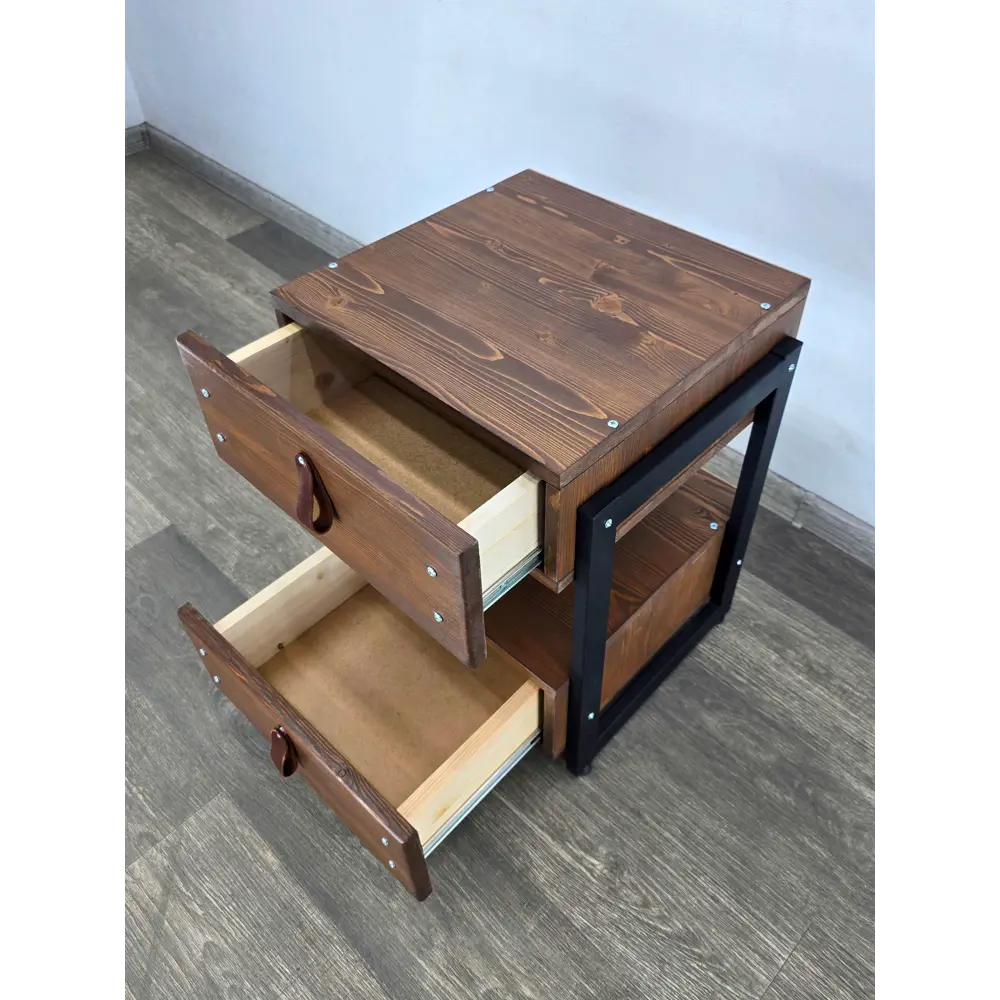 Фото 3 Тумба прикроватная Solarius Loft 44x58x44 см 2 ящика дерево и металл цвет темный дуб/черный Фото 3 Тумба прикроватная Solarius Loft 44x58x44 см 2 ящика дерево и металл цвет темный дуб/черный
