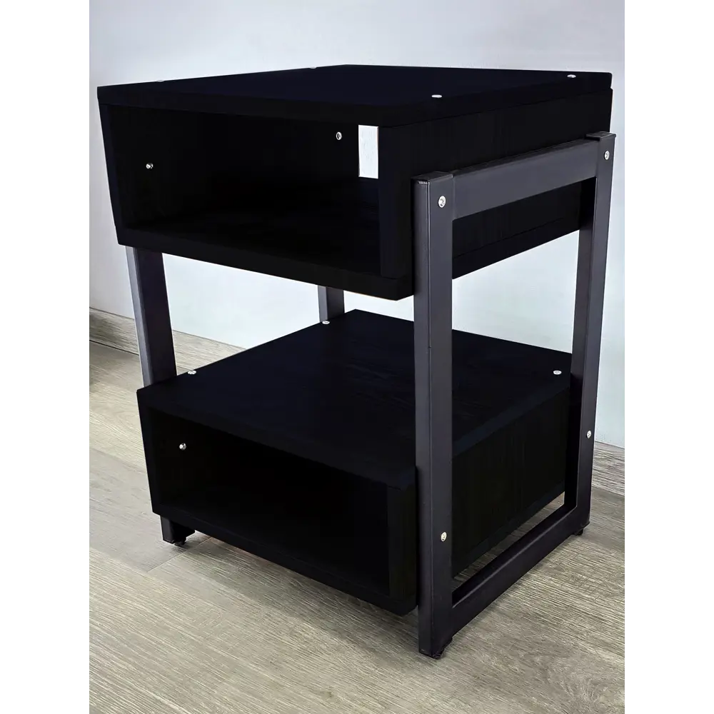 Фото 2 Тумба прикроватная Solarius Loft 42x58x44 см дерево и металл цвет черный оникс/черный Фото 2 Тумба прикроватная Solarius Loft 42x58x44 см дерево и металл цвет черный оникс/черный