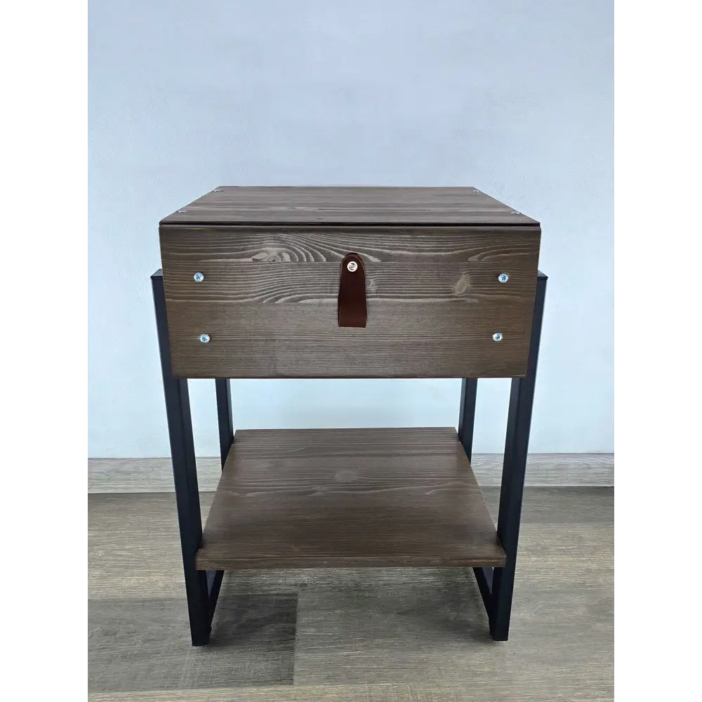 Фото 4 Тумба прикроватная Solarius Loft 44x58x44 см 1 ящик дерево и металл цвет венге/черный Фото 4 Тумба прикроватная Solarius Loft 44x58x44 см 1 ящик дерево и металл цвет венге/черный