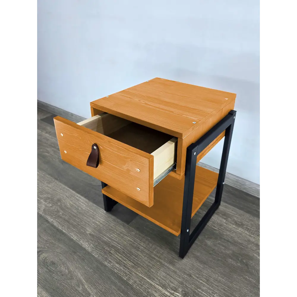 Фото 5 Тумба прикроватная Solarius Loft 44x58x44 см 1 ящик дерево и металл цвет ольха/черный Фото 5 Тумба прикроватная Solarius Loft 44x58x44 см 1 ящик дерево и металл цвет ольха/черный