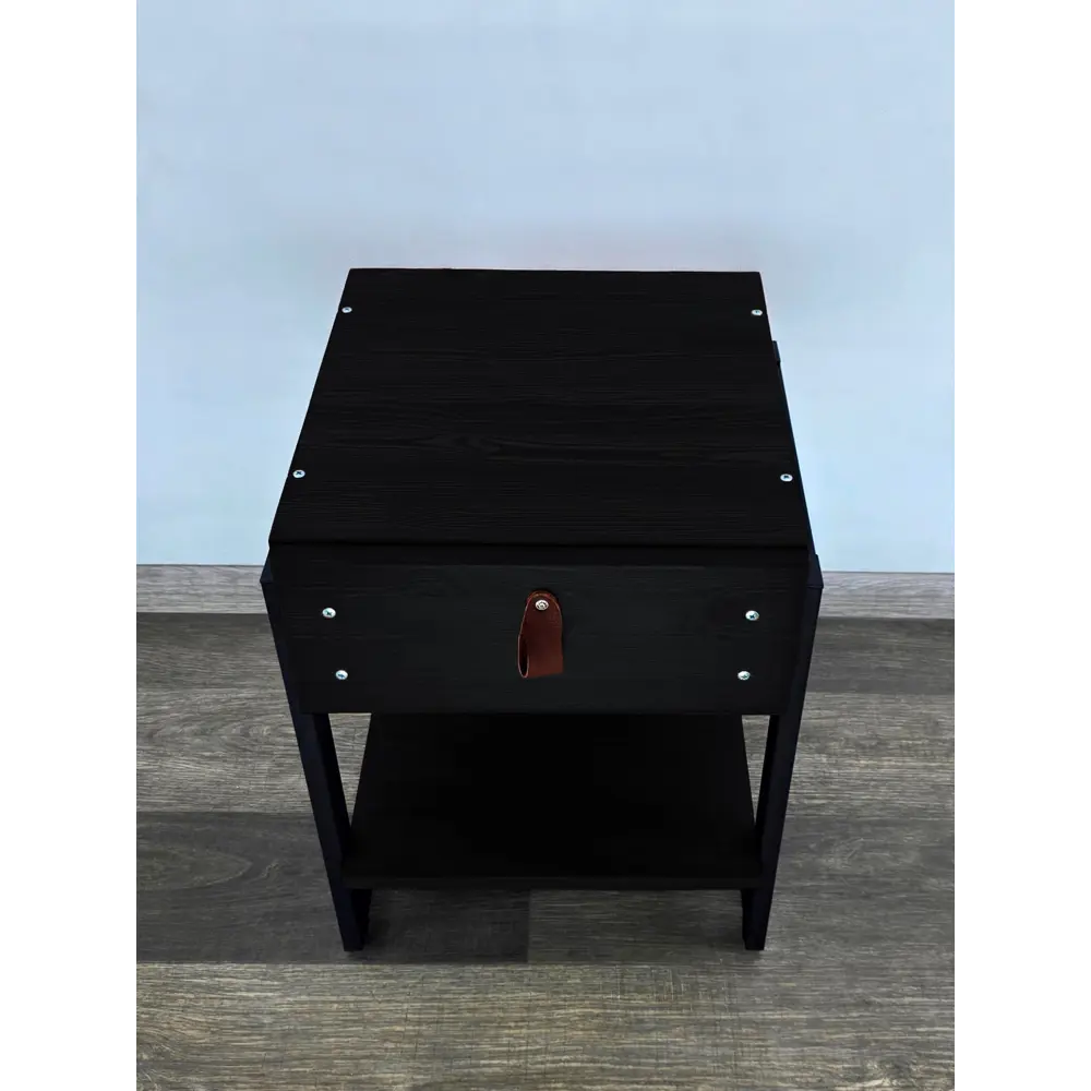 Фото 6 Тумба прикроватная Solarius Loft 44x58x44 см 1 ящик дерево и металл цвет черный оникс/черный Фото 6 Тумба прикроватная Solarius Loft 44x58x44 см 1 ящик дерево и металл цвет черный оникс/черный