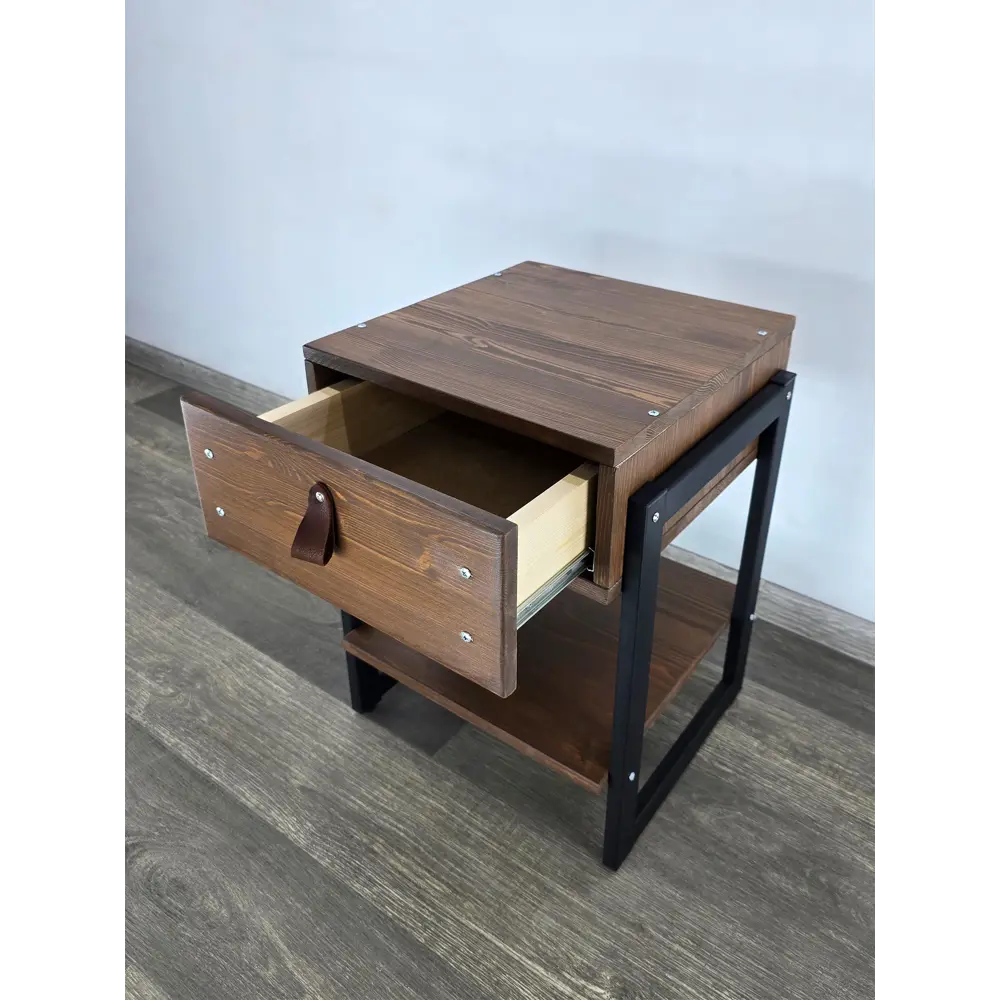 Фото 7 Тумба прикроватная Solarius Loft 44x58x44 см 1 ящик дерево и металл цвет темный дуб/черный Фото 7 Тумба прикроватная Solarius Loft 44x58x44 см 1 ящик дерево и металл цвет темный дуб/черный