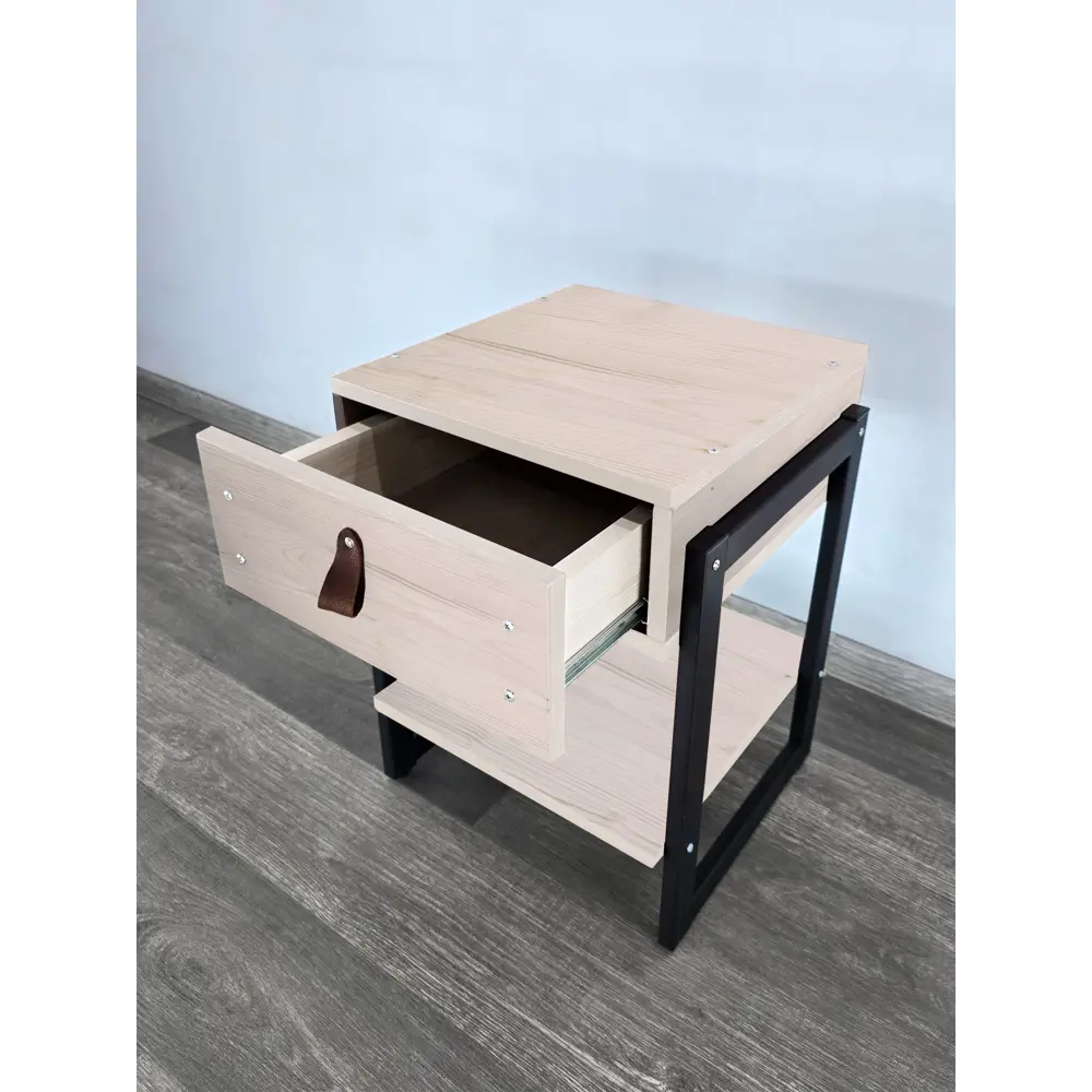 Фото 5 Тумба прикроватная Solarius Loft 44x58x44 см 1 ящик дерево и металл цвет натуралный/черный Фото 5 Тумба прикроватная Solarius Loft 44x58x44 см 1 ящик дерево и металл цвет натуралный/черный