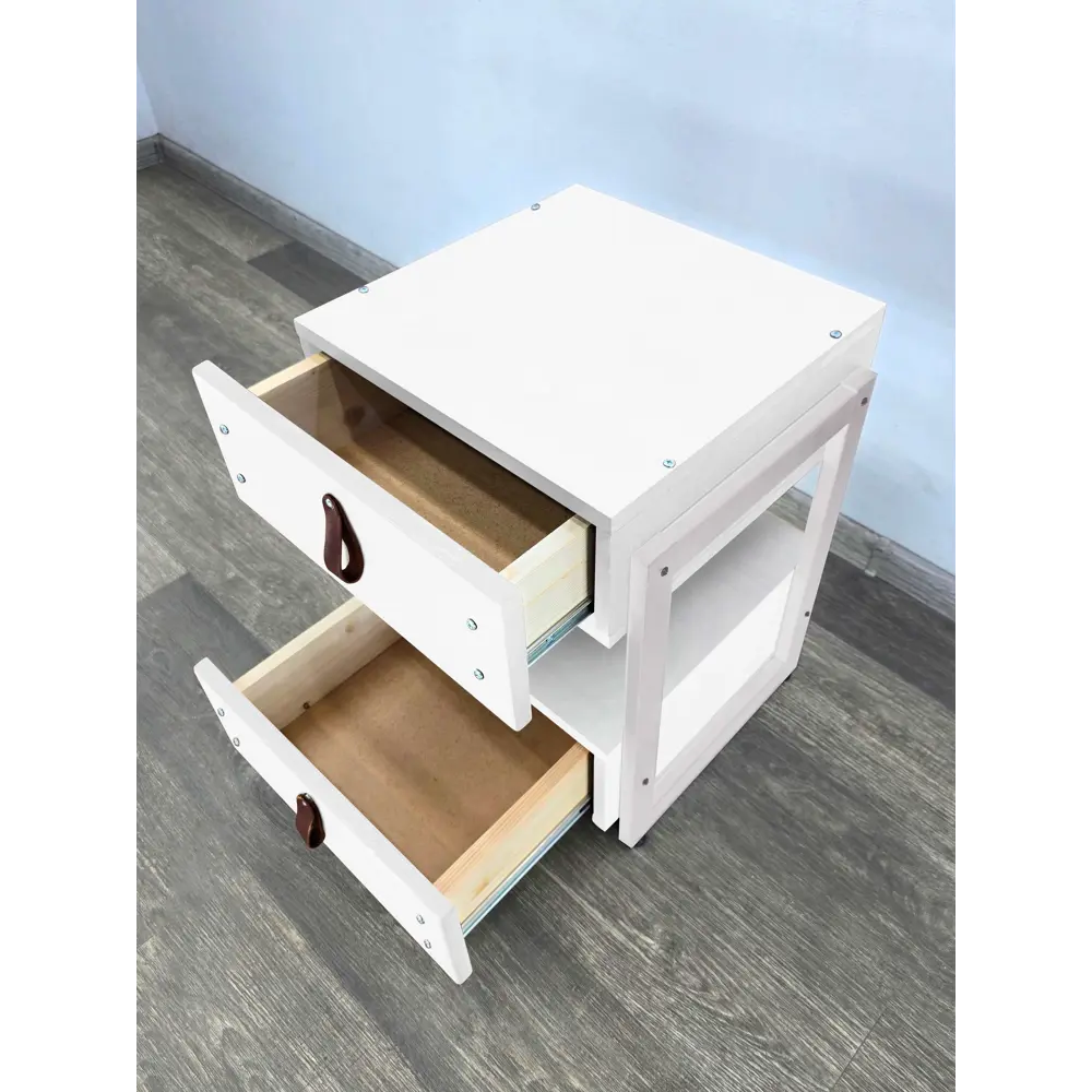 Фото 3 Тумба прикроватная Solarius Loft 44x58x44 см 2 ящика дерево и металл цвет белый Фото 3 Тумба прикроватная Solarius Loft 44x58x44 см 2 ящика дерево и металл цвет белый
